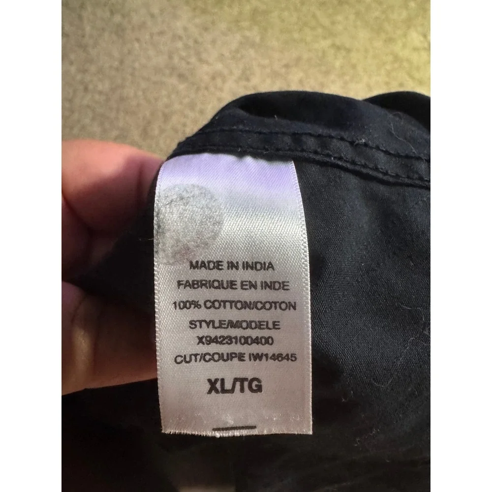 GUESS Men Black Embroidered Striped Long Sleeve Button Down Shirt XL X9423100400